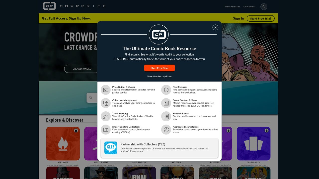 Screenshot of the CovrPrice website