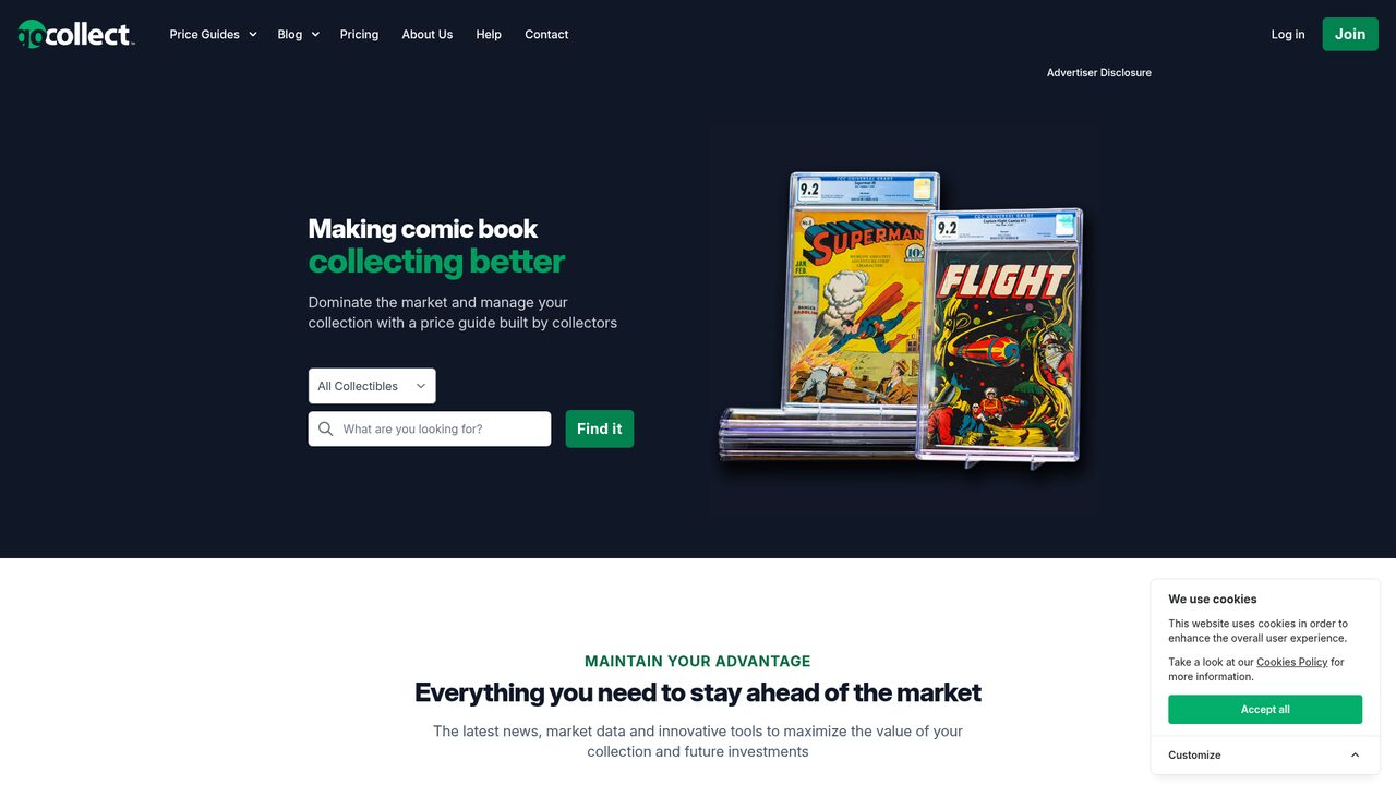 Screenshot of the GoCollect website