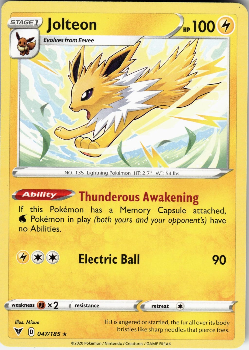 Jolteon Rare Vivid Voltage 047/185 NM