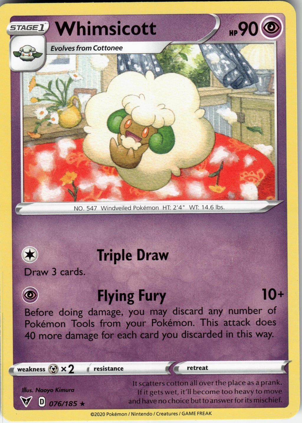Whimsicott Rare Sword & Shield: Vivid Voltage 076/185 NM