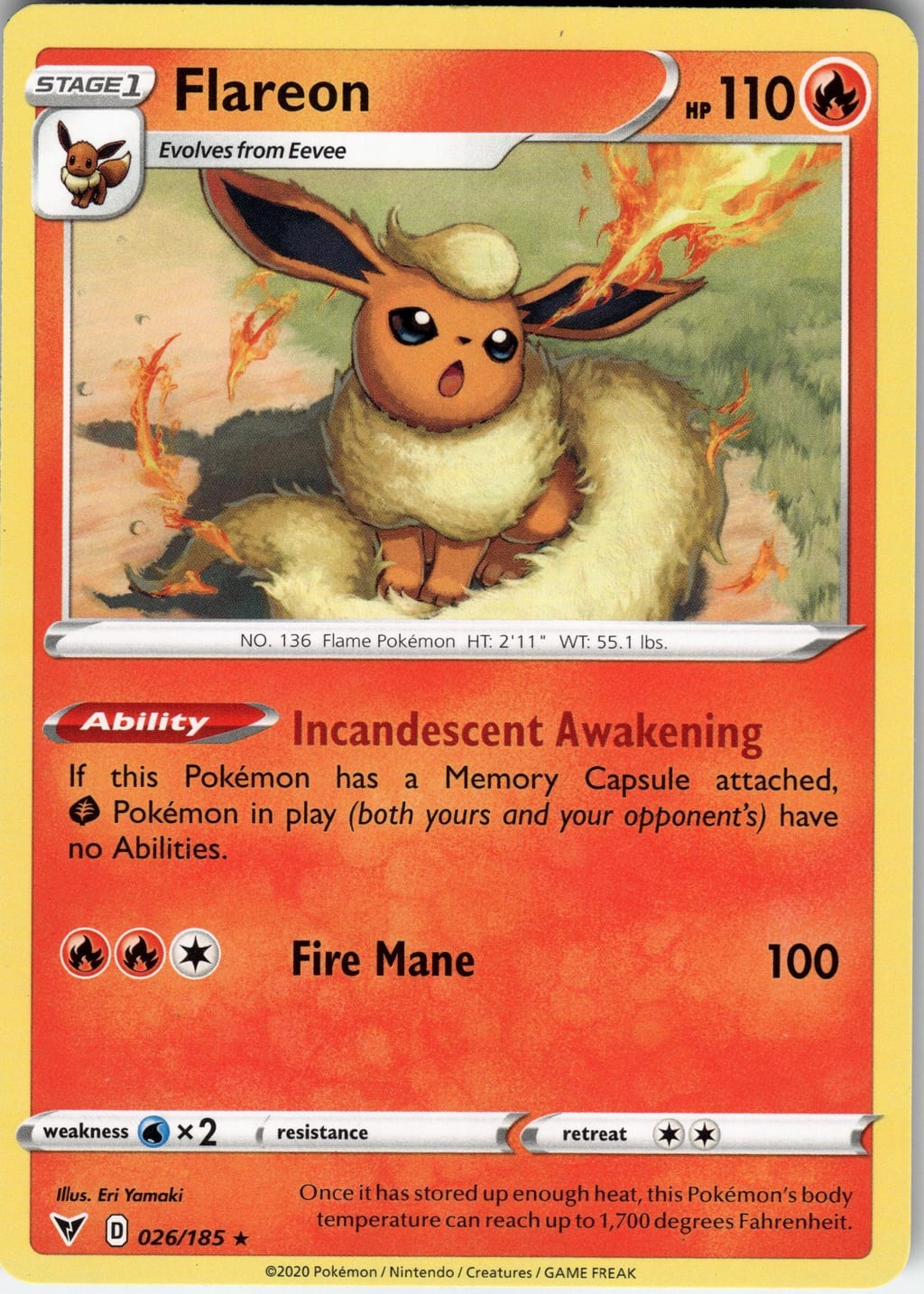Flareon Rare Vivid Voltage 026/185 NM