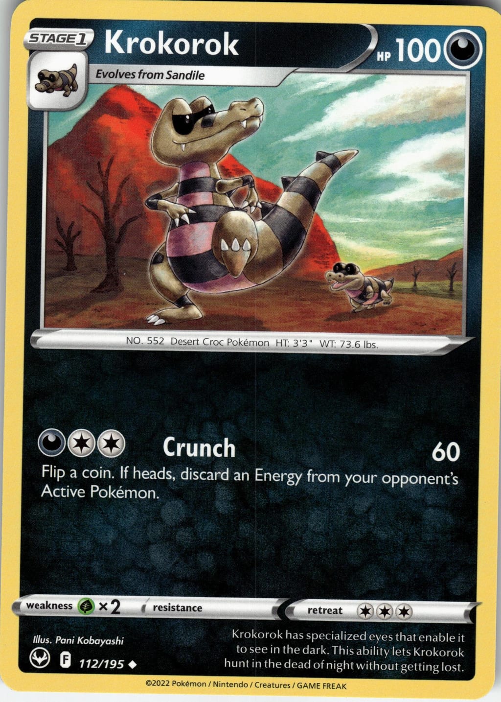 Krokorok Uncommon Silver Tempest 112/195 NM
