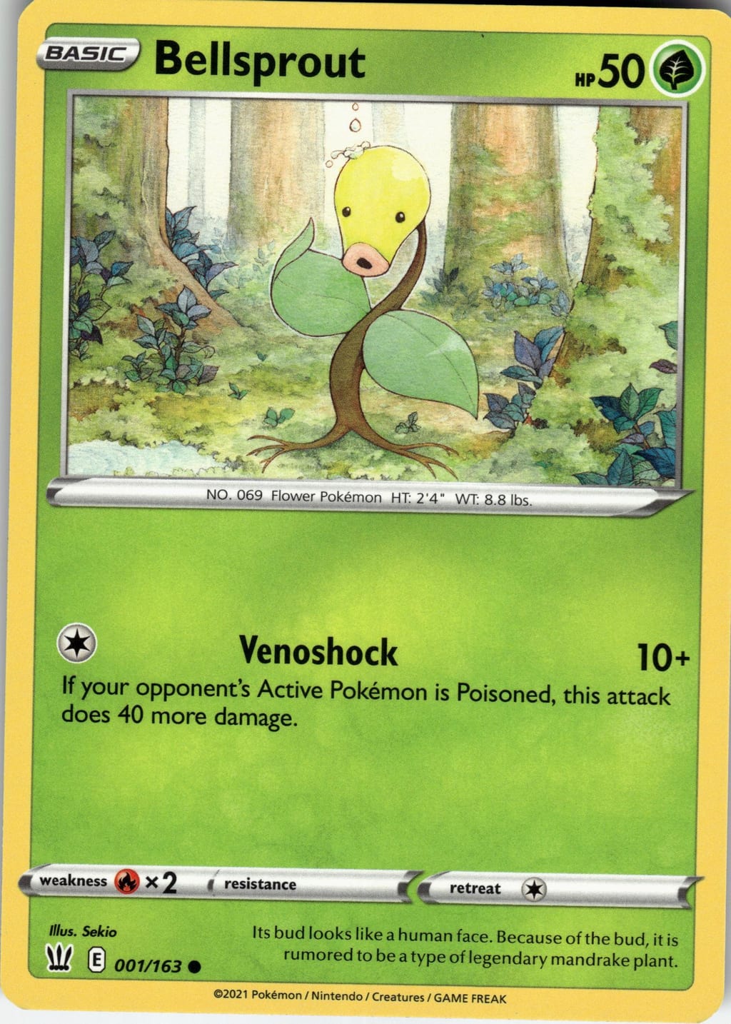 Bellsprout Common Sword & Shield—Battle Styles 001/163 NM