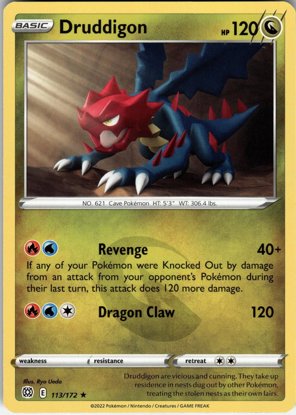 Druddigon Rare Sword & Shield Evolving Skies 113/172 NM