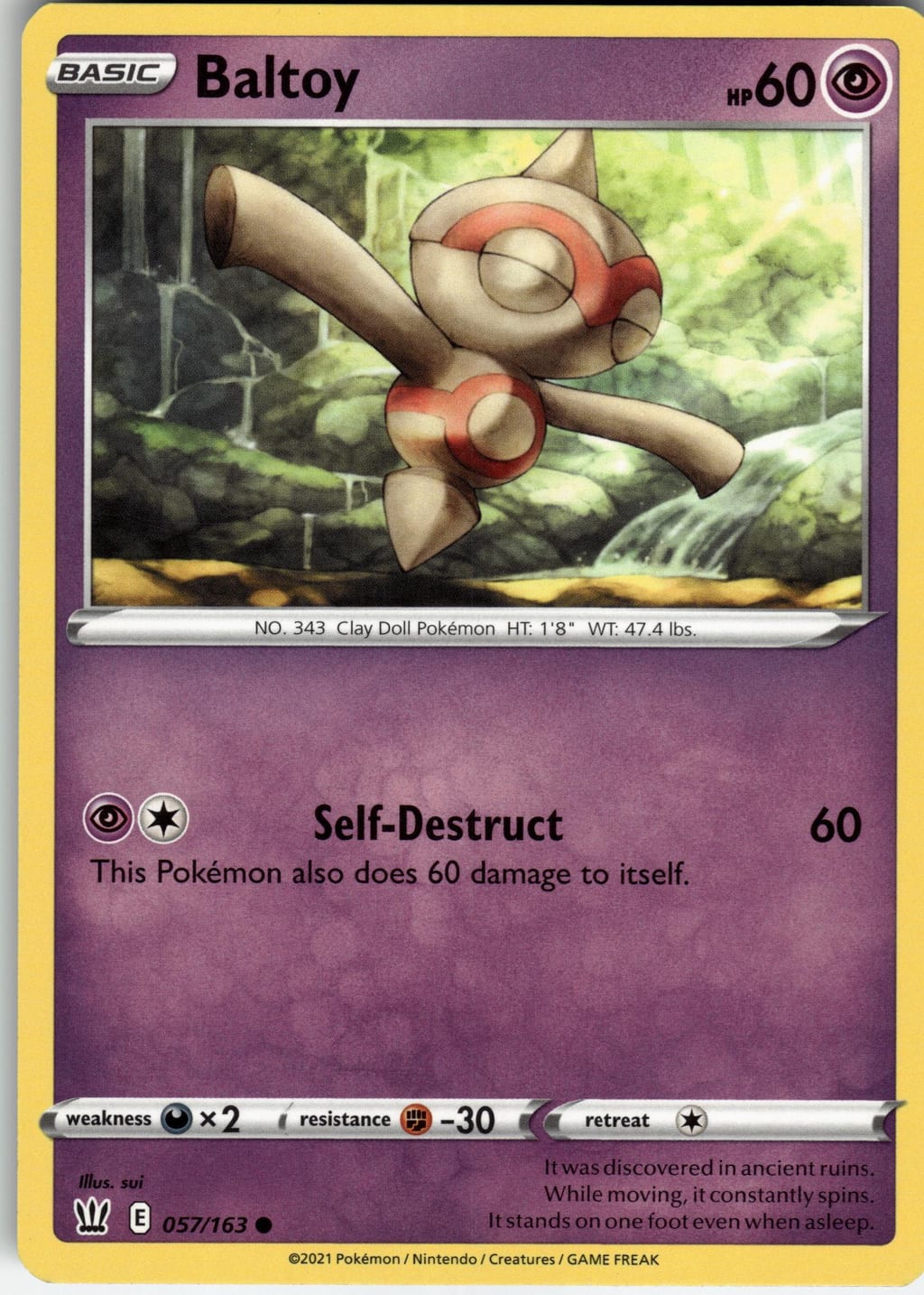 Baltoy Common Sword & Shield—Battle Styles 057/163 NM
