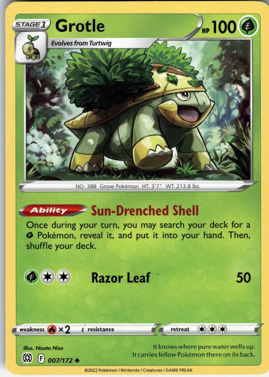 Grotle Uncommon Sword & Shield: Brilliant Stars 007/172 NM