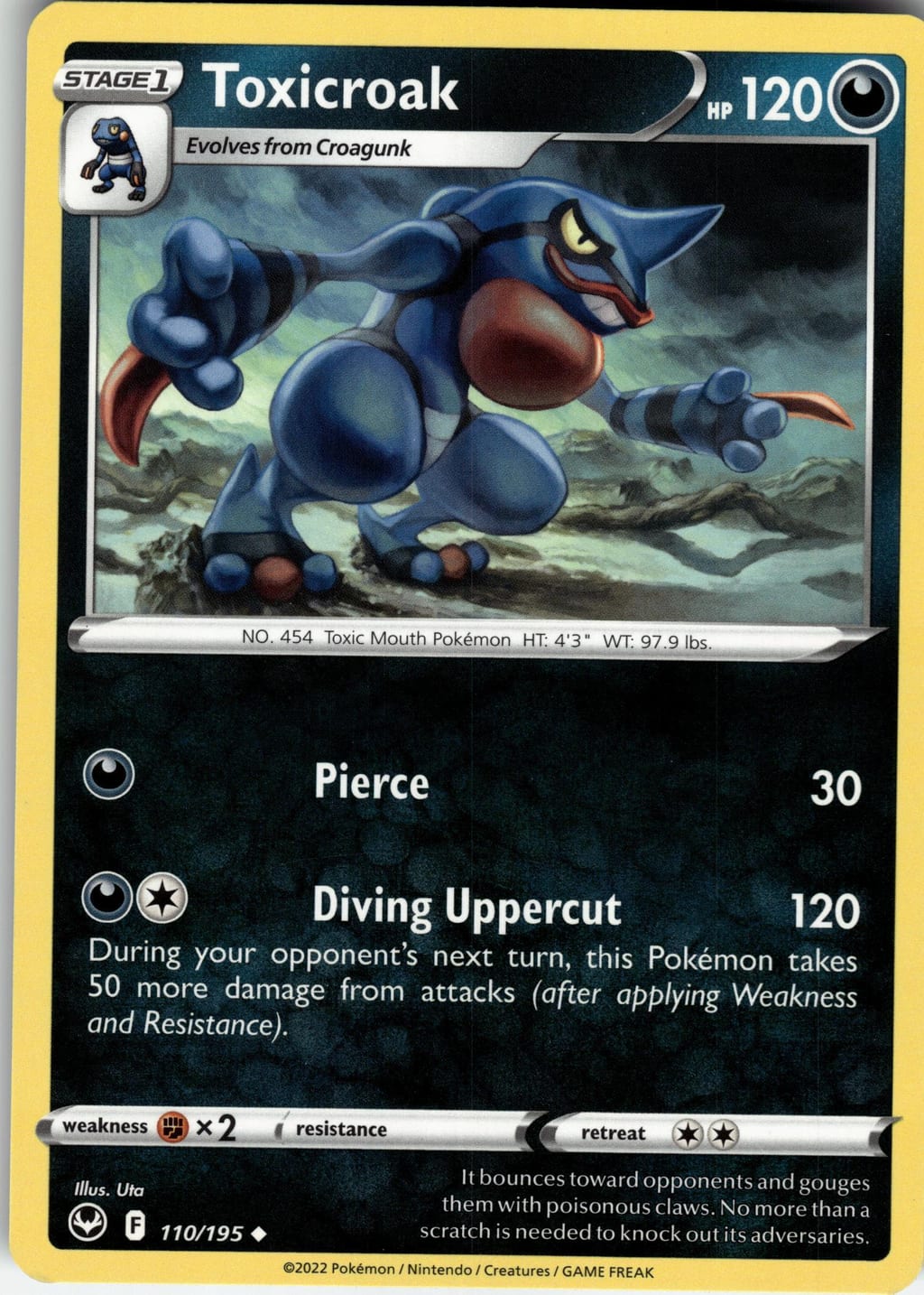 Toxicroak Rare Silver Tempest 110/195 NM