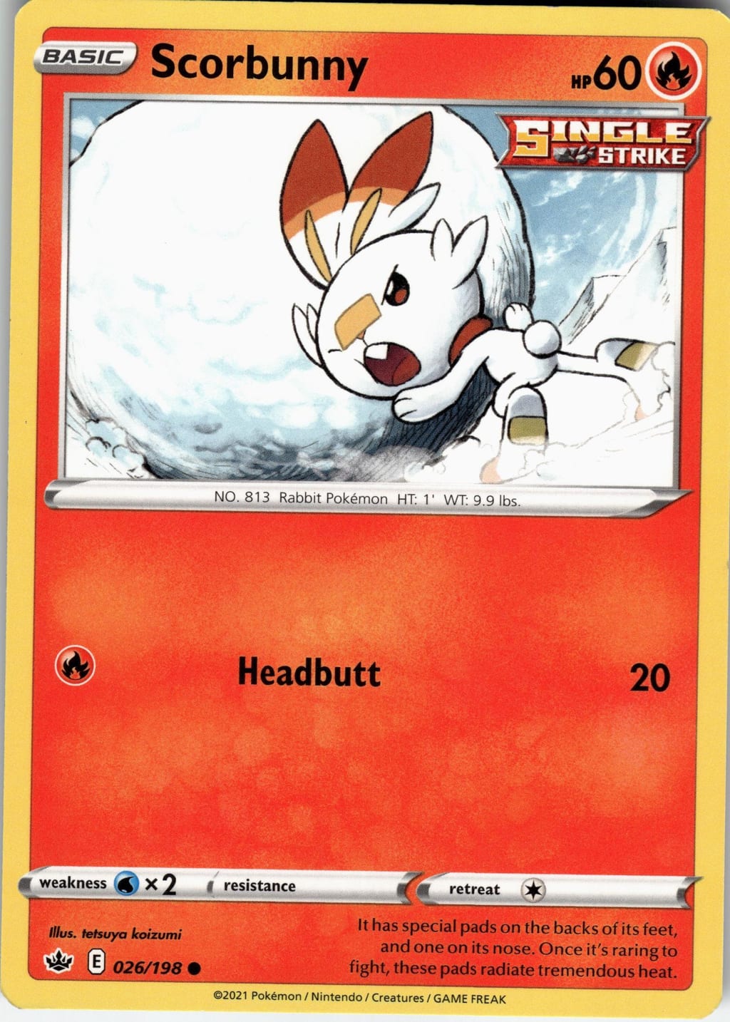Scorbunny Common Sword & Shield: Evolving Skies 026/198 NM