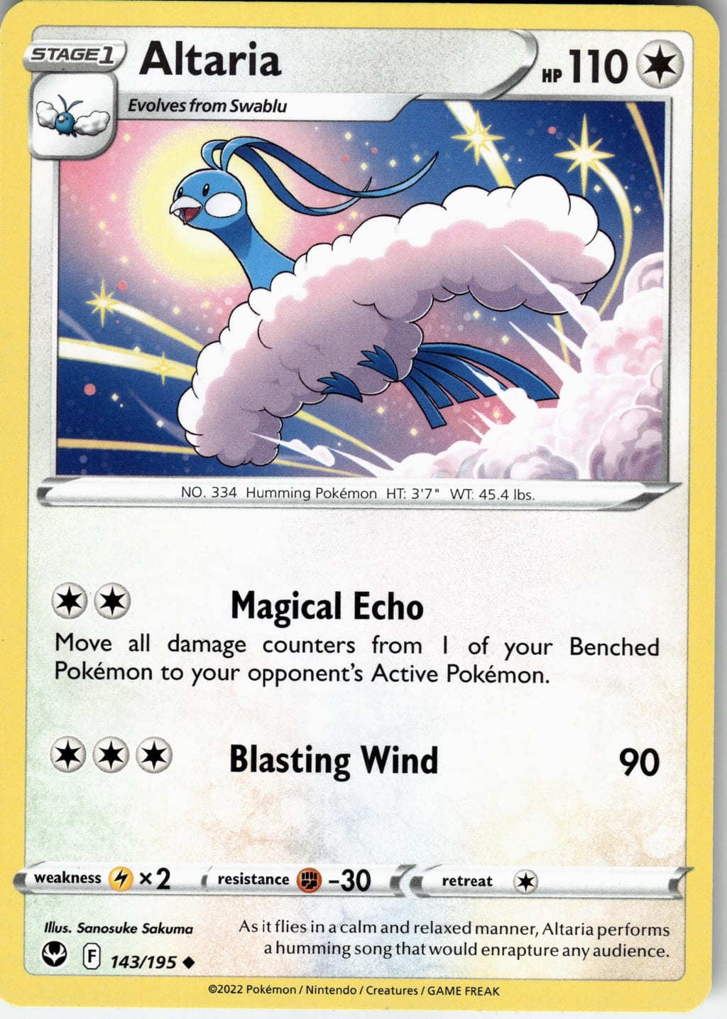 Altaria Rare Silver Tempest 143/195 NM