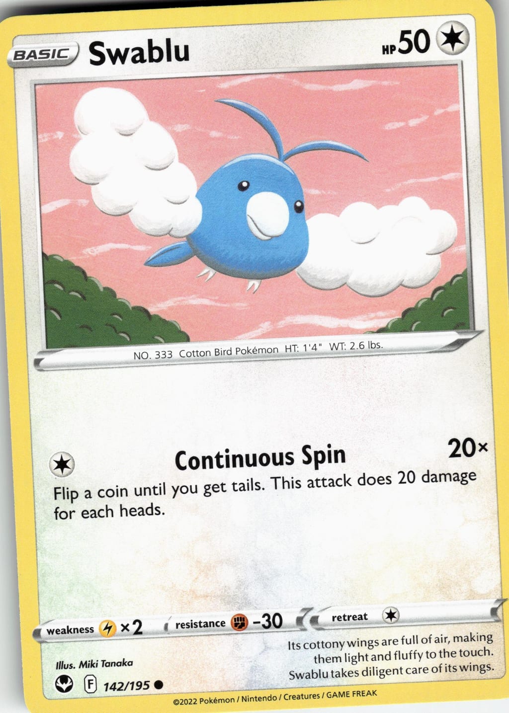 Swablu Common Silver Tempest 142/195 NM