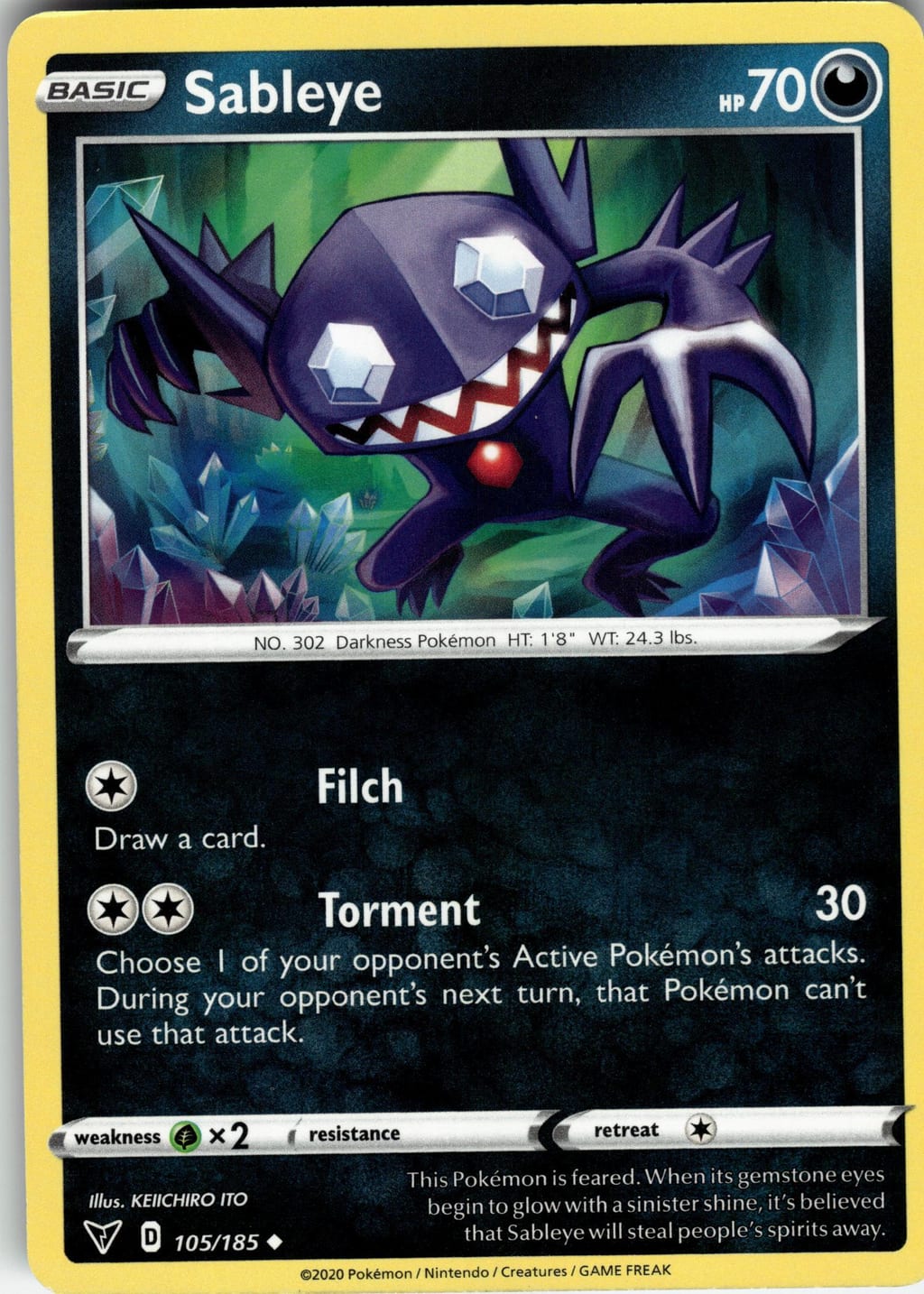 Sableye Rare Sword & Shield 105/185 NM