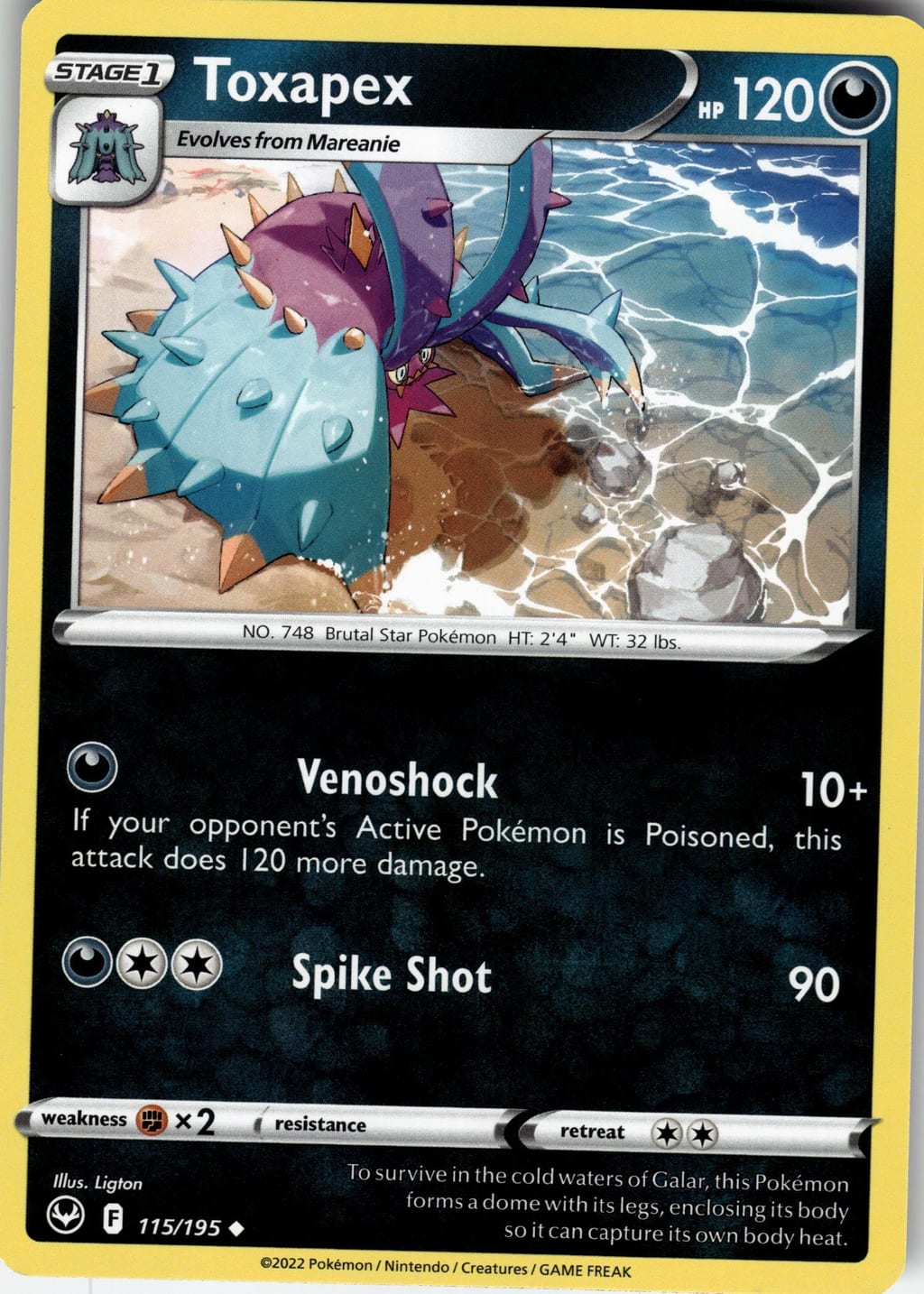 Toxapex Uncommon Silver Tempest 115/195 NM
