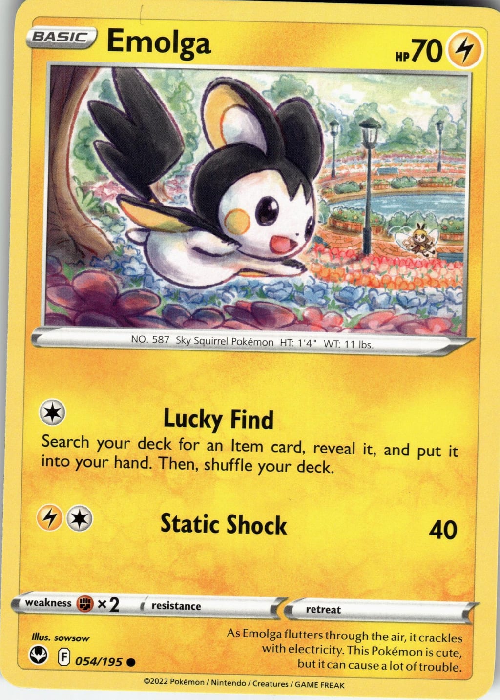 Emolga Common Sword & Shield: Silver Tempest 054/195 NM