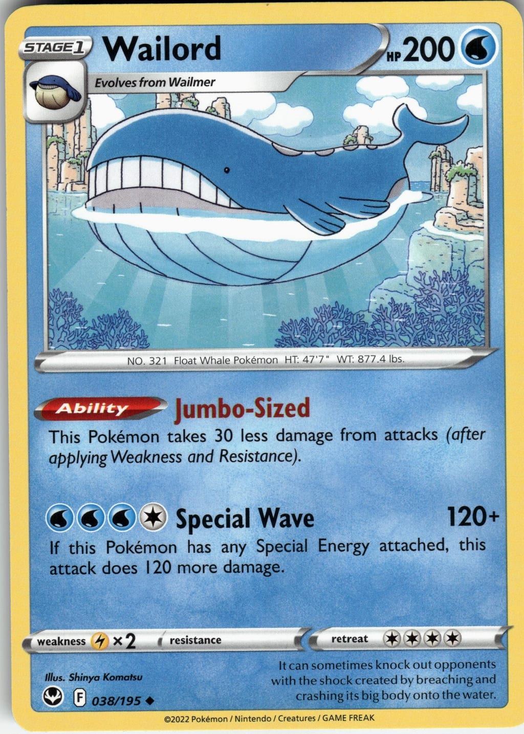 Wailord Uncommon Silver Tempest 038/195 NM