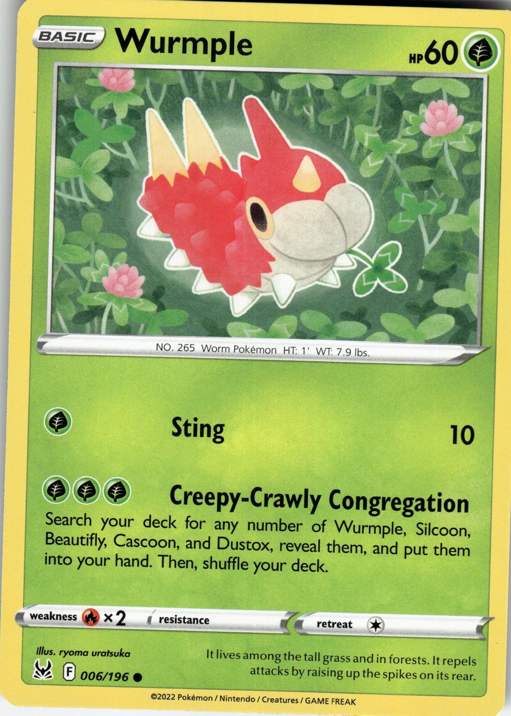 Wurmple Common Sword & Shield - Lost Origin 006/196 NM