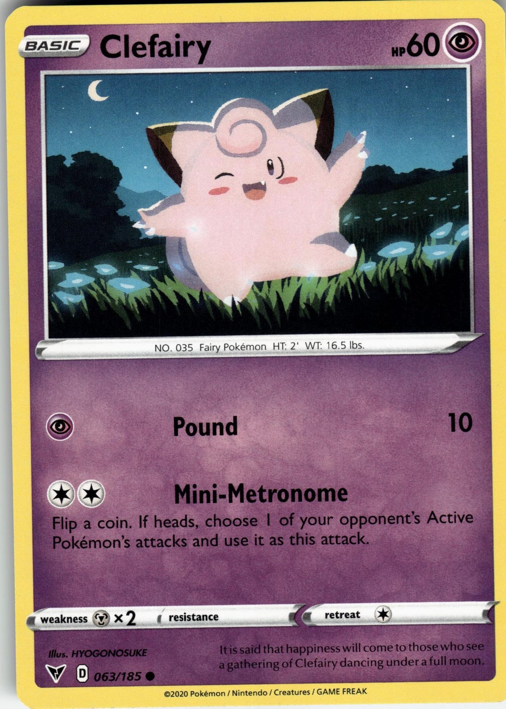 Clefairy Common Sword & Shield—Vivid Voltage 063/185 NM