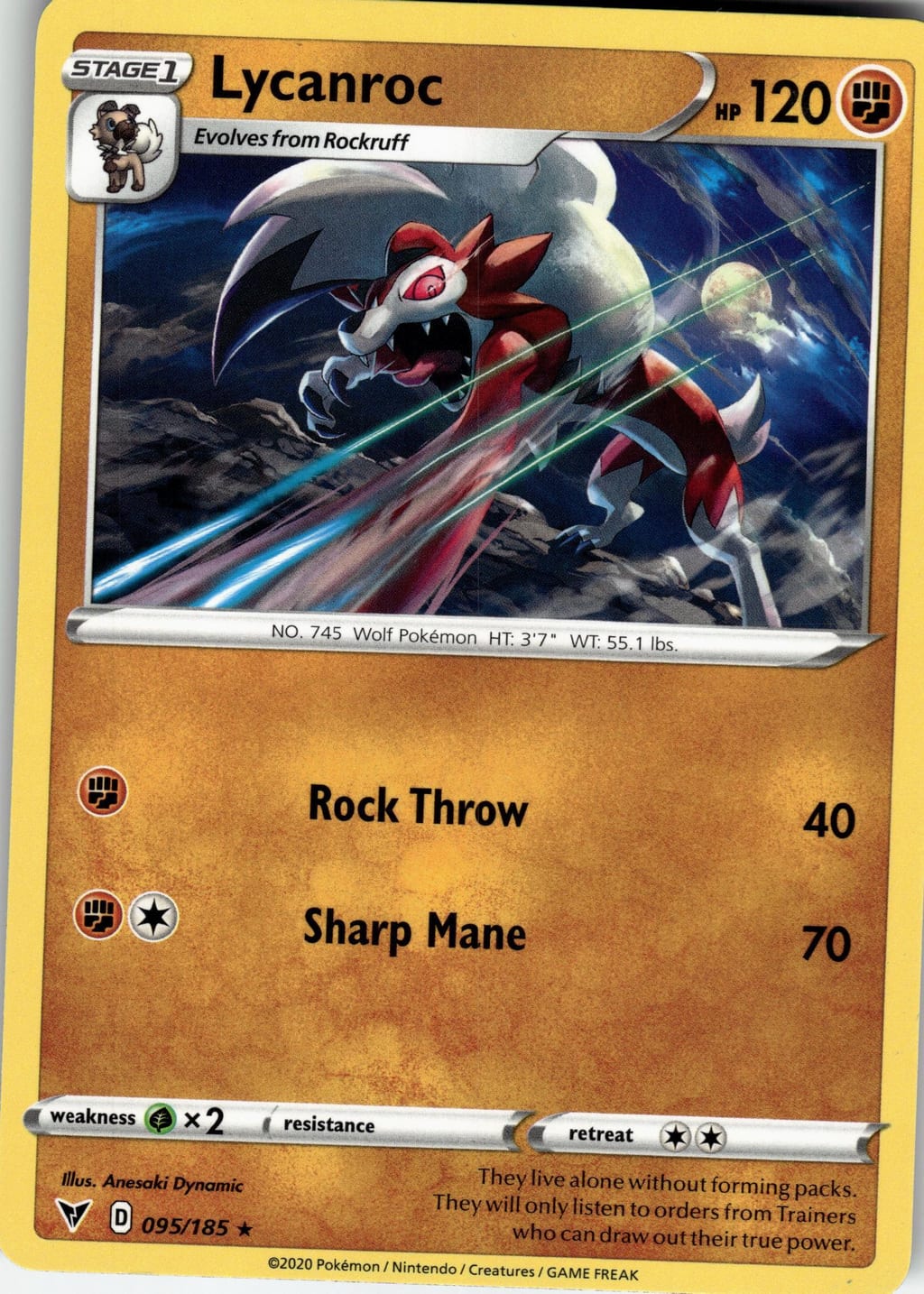 Lycanroc Rare Vivid Voltage 095/185 NM