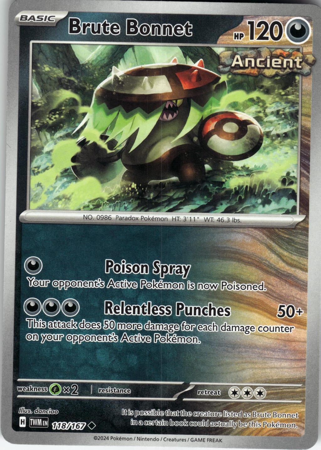 Brute Bonnet Holo Rare Paradox Rift 118/167 NM